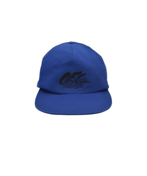 Gorra azul real Off-White.Logotipo de Off White bordado en negro en la parte delantera.Borde curvo.Hecho de algodón.Cierre de espalda ajustable.Made in Italy.