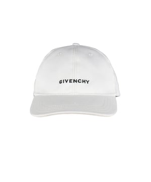 Gorra Givenchy de lona.Color blanco.Logotipo escrito bordado en la parte delantera.Pico curvo.Logotipo bordado en la espalda.Lengüeta con hebilla metálica grabada de Givenchy en la parte trasera.100% algodón.Made in Italy.