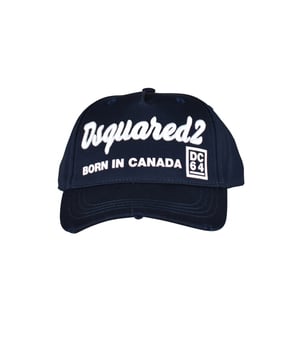 Gorra de algodón azul marino de Dsquared2.Logotipo bordado en blanco en el centro.Inscripción y símbolo blancos  Born in Canada  en el centro.Inscripción bordada en blanco en la espalda.Efecto rasgado en la parte delantera.Gorra ajustable.