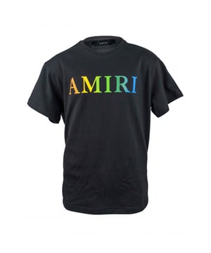 Zwart T-shirt van Amiri-katoen.Regenbooglogoprint.Korte mouwen.Gemaakt in Italië.