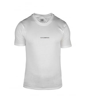 Weißes C.P. Compagny T-Shirt.Schwarzes C.P. Compagny-Logo auf der Vorderseite.Rundhalsausschnitt.100% Baumwolle.Made in Italy.