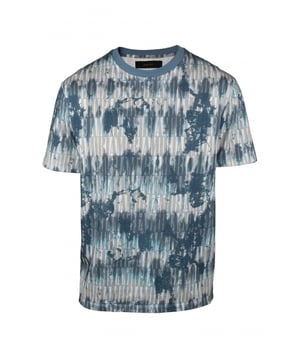 Camiseta Amiri de algodón con estampado tie and dye en azul y blanco.Logotipo monograma tono sobre tono.Manga corta.Cuello redondo.Made in Italy.