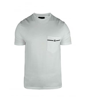 Camiseta Amiri de algodón blanco.Bolsillo en el pecho.Logotipo negro impreso en el bolsillo del pecho.Logotipo negro en la nuca.Cuello redondo.Mangas cortas.Made in Italy.