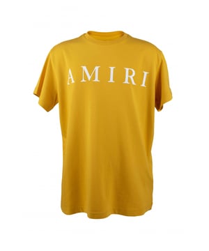 Camiseta amarilla de algodón Amiri.Logotipo blanco estampado en el centro.Manga corta.Made in Italy.