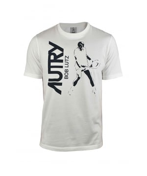 Camiseta Autry de algodón blanco.Logotipo Autry  Bob Lutz  negro impreso en la parte delantera.Manga corta.Cuello redondo.100% algodón.