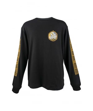 Zwart T-shirt van Amiri-katoen.Gouden print op de mouwen.Geprint logo op borst en rug.Lange mouwen.Gemaakt in Italië.