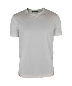 Camiseta Loro Piana de algodón y seda gris claro. Cuello redondo.Mangas cortas. Made in Italy.