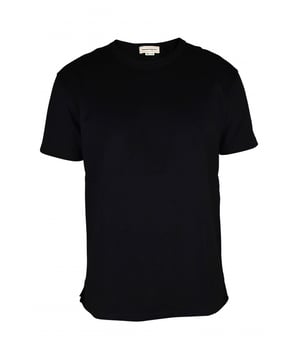 Camiseta negra de algodón de Alexander McQueen.Logotipo negro en la espalda.Manga corta.Cuello redondo.Made in Italy.