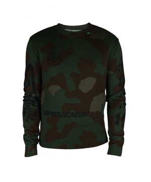 Sudadera de camuflaje caqui de Off-White.Logotipos negros en la parte delantera del pecho.Logotipo negro en la espalda.Corte recto de gran tamaño.Manga larga y cuello redondo.100% algodón.Hecho en Portugal