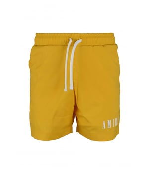 Bañador Amiri amarillo de poliéster y elastano.Logotipo blanco estampado en el bajo.Cintura elástica con cordón.Bolsillos laterales.Un bolsillo trasero con solapa.Parche negro con logotipo en la espalda.