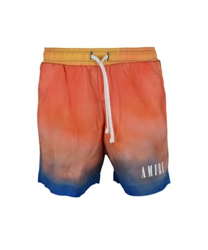 Shorts de baño Amiri de poliéster y elastano en amarillo, naranja y azul.Colores degradados.Logotipo blanco estampado en el bajo.Cintura elástica con cordón.Bolsillos laterales.Un bolsillo trasero con solapa.Parche negro con logotipo en la espalda.
