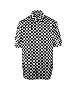 Camisa de manga corta de algodón blanco y negro de Off-White.Estampado de cuadros en toda la camisa.Cierre con botones ocultos.Cuello clásico.Logotipos Off-White en la parte delantera y trasera de la camisa.Made in Italy.