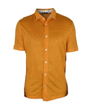 Camisa Loro Piana de lino naranja.Cierre con botones.Manga corta.Made in Italy.