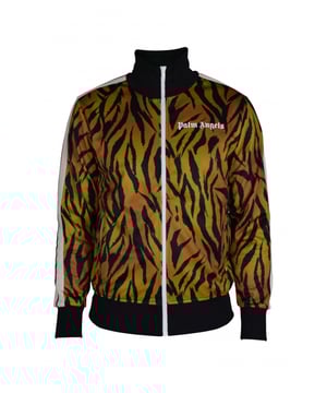 Palm Angels Cardigan mit Tigermuster.Hoher Kragen und Reißverschluss.Palm Angels-Logo auf der Vorderseite.Seitentaschen.100% Polyester.Made in Italy.