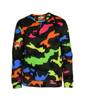 Valentino Garavani trui met lange mouwen.Klassieke ronde hals.Meerkleurig camouflagepatroon.Iconische merkknop op de achterkant.100% katoen.Gemaakt in Italië.