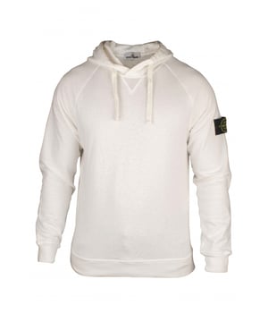 Sudadera Stone Island de algodón blanco.Parche de la firma en la manga izquierda.Capucha con cordón.Bordes de canalé.Cuello en pico.Made in Italy.