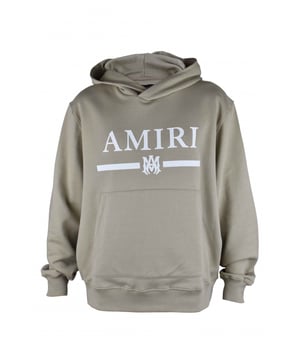 Sudadera con capucha Amiri de algodón beige.Logotipo blanco impreso en el centro.Bolsillo canguro.Bordes acanalados.Made in Italy.