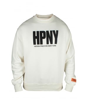 Sudadera Heron Preston de algodón blanco.Logotipo  HPNY  negro estampado en la parte delantera.Parche con logotipo en la manga.Cuello redondo.Mangas largas.Bordes de canalé.100% algodón.