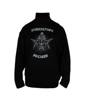 Sudadera Balenciaga de algodón negro.Estampado gráfico blanco en la parte delantera.Logotipo rojo estampado en la espalda y letras.Cuello alto.Mangas largas.Bordes de canalé.