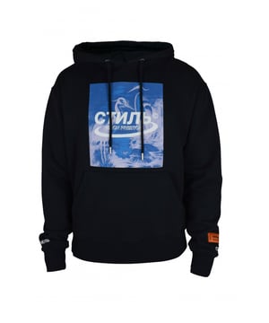 Sudadera con capucha Heron Preston en algodón negro.Mangas largas con pelícanos azules y estampado de logotipos.Insercion de parches con el logotipo en la manga.Parche blanco con el logotipo en la espalda.Puños estampados con el logotipo del CTNMB en blanco.Bolsillo delantero tipo canguro.Bordes acanalados.100% algodón.