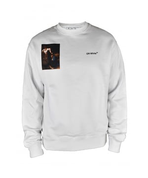 Sweatshirt Off-White Caravagio schwarz.  Caravaggio-Druck auf der Vorderseite auf der rechten Seite.Signature-Logo vorne auf der linken Seite.Caravagio-Druck mit Schriftzug auf der Rückseite.Lange Ärmel.Gerippte Kanten.Slim fit geschnitten.100% Baumwolle.