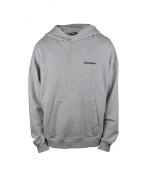 Sudadera con capucha gris de Palm Angels.Logotipo bordado en la parte delantera y trasera en negro.Bolsillo canguro.Bordes de canalé.100% algodón.Made in Italy.