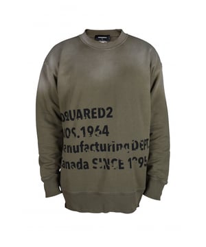 Sweater Dsquared2 van kaki katoen. Lange mouwen en zwarte opschriften op de voorkant van het sweatshirt. Ronde hals.Geribbelde randen.100% katoen.Gemaakt in Italië.