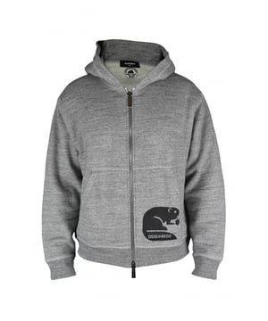 Cárdigan Dsquared2 gris jaspeado.Cierre de cremallera.Bolsillos con diseño en la parte delantera.Escrituras al dorso.100% algodón.Made in Italy.