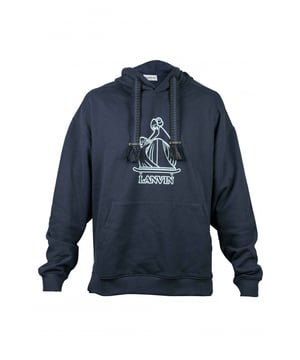 Sudadera con capucha de algodón azul Lanvin.Logotipo icónico LANVIN azul cielo impreso en la parte delantera.Capucha con cordón de ajuste.Bordes acanalados.Mangas largas.