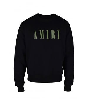 Sudadera negra de algodón Amiri.Logotipo verde caqui en la parte delantera.Mangas largas.Cuello redondo.Bordes de canalé.Discreta placa de metal plateado con el logotipo en la espalda.