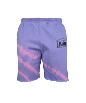 Pantalones cortos tie-dye Aries.Color púrpura.Logotipo impreso en la parte delantera.Bolsillos laterales.Cintura elástica.Efecto de corte en la parte inferior.100% algodón.Made in Italy.