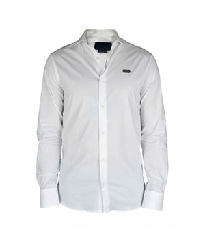 Philipp Plein Diamond Cut LS Iconisch wit overhemd.Metalen badge op de linkerborst genaaid.Beperkte oplage.Parelmoeren knopen.97% katoen en 3% elastaan.Gemaakt in Italië.