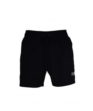 Shorts de baño Amiri negros de poliéster y elastano.Logotipo «Amiri» blanca estampado en el bajo.Cintura elástica con cordones.Bolsillos laterales.Un bolsillo trasero con cierre de velcro.Parche con logotipo negro en la espalda.