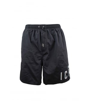 Shorts de baño negros en nailon Dsquared2.Logo ICON blanco en la parte inferior izquierda.Cintura elástica con cordón de ajuste interior.Cordón de ajuste.Forro de malla.Composición: 92% poliamida - 8% elastán.Made in Italy.