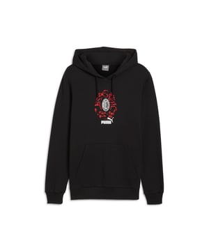 PRODUCT STORY: Celebrate match day in Rossoneri style. This relaxed-fit hoodie lets you represent your club with pride, whether cheering from the stands or kicking back at home. The soft french terry fabric keeps you comfortable all day long. FEATURES & BENEFITS: Made with at least 20% recycled cotton. DETAILS: Regular fit; 280 gsm, knitted; Long sleeve; Elasticated waistband and cuffs; Official team branding.  Our model is 188 cm tall and is wearing size M UK.