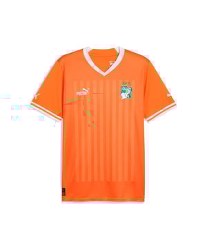 PRODUCT STORY: Celebrate the Ivory Coast’s triumph in the 2023 AFCON with this home jersey, now featuring a new crest adorned with three stars to mark their victories. It also includes our moisture-wicking dryCELL tech to help keep you cool, calm, and comfortable when the action heats up. FEATURES & BENEFITS: dryCELL: Performance technology designed to wick moisture from the body and keep you free of sweat during exercise. DETAILS: Regular fit; Double face jacquard material; Rib v-neck; Short sleeves with flat-knit rib cuffs; Official team branding details; New crest adorned with three stars; 100% polyester.