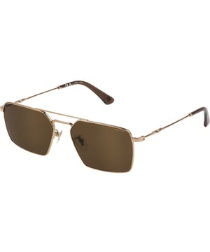 Brand New Gold Police Sunglasses, Lens Width = 56mm, Nose Bridge Width = 16mm, Arm Length = 145mm, Sunglasses, Sunglasses Case, Cleaning Cloth and Care Instructions all Included, 100% Protection Against UVA & UVB Sunlight and Conform to British Standard EN 1836:2005, Gold Sunglasses, 100% Metal