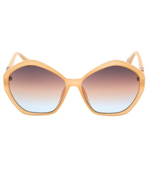 Guess Beige Sunglasses, Lens Width = 58mm, Nose Bridge Width = 14mm, Arm Length = 140mm, Sunglasses, Sunglasses Case, Cleaning Cloth and Care Instructions all Included, 100% Protection Against UVA & UVB Sunlight and Conform to British Standard EN 1836:2005, Beige Sunglasses, 100% Plastic