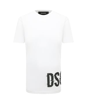 D2 Short Sleeved White Tee, DSQ Logo On Side, 100% Cotton, Made In Romania, Crew Neck, Regular True To Size Fit, D2 White Tee, Cool Fit T-shirt