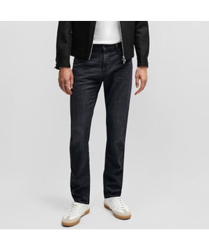 Regular-rise jeans cut to a slim fit with a straight leg in black Italian denim with a cashmere-like softness by BOSS Menswear. Fit: Slim fitBottom standard closure: Zip closureFit foot width: 35.4 cmFit rise: Regular riseFit length: Standard lengthOccasions: LeisureOccasions: WeekendOccasions: DayPockets bottom back: Patch pocketPockets bottom front: Side pocketsFit leg shape: Straight legFit: Slim fitBottom standard closure: Zip closureFit foot width: 35.4 cmFit rise: Regular riseFit length: Standard lengthOccasions: LeisureOccasions: WeekendOccasions: DayPockets bottom back: Patch pocketPockets bottom front: Side pocketsFit leg shape: Straight leg92% Cotton2% Elastane6% Elastomultiester