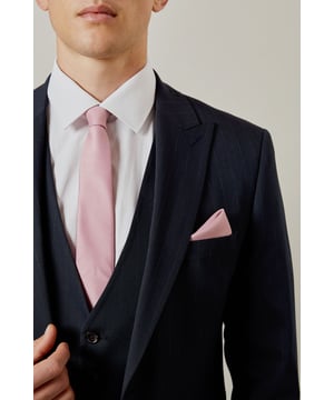 Rose Pink Textured Tie And Pocket Square