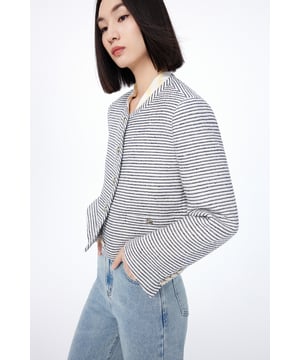 Chaqueta corta a rayas Lily Business Fashion para mujer, color blanco original