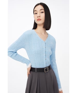 Cárdigan Lily Business Fashion con bloques de color para mujer, color azul cielo