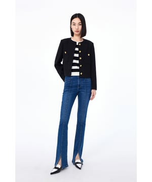 Vaqueros con abertura Lily Business Fashion para mujer, azul oscuro