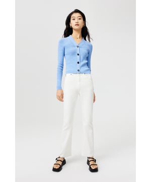 Pantalones vintage micrograndes, de moda, que realzan curvas encantadoras. El diseño con abertura en la cintura modifica la figura y proporciona una sensación de relajación. El sencillo color blanco lavado de vaca combina con cualquier ocasión. Tejido de sarga vaquera con textura ligeramente elástica, cómodo y no apretado, ideal para usar sin apretar.