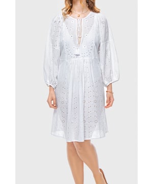 Effortlessly chic with a modern romantic twist, the ELLE Jane Dress in Black is your go-to for versatile elegance. Crafted from lightweight cotton with delicate eyelet embroidery, this mini dress features voluminous balloon sleeves, a flattering deep V-neckline, and a gently gathered waist for a floaty, feminine silhouette.

Whether you're dressing it up with heels for a night out or pairing it with espadrilles for a daytime stroll, the Jane Dress transitions seamlessly from season to season. It’s the little black dress—with a breezy, contemporary edge.

Key Features:

All-over eyelet embroidery

Lightweight and breathable fabric

Deep V-neckline

Long balloon sleeves with elastic cuffs

Above-the-knee hemline

Relaxed fit with a cinched waist

Main Fabric 100% Cotton

Embroidery 100% Polyester