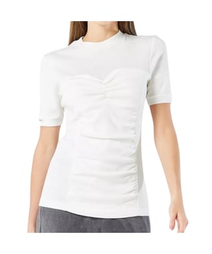 Weißes Nike-T-Shirt, Nike-Logo auf der Rückseite, Rundhalsausschnitt, kurze Ärmel, 60 % Baumwolle, 20 % Polyester, 20 % Viskose, hergestellt in Kambodscha, Sportoberteil, Fitnessstudio-Bekleidung