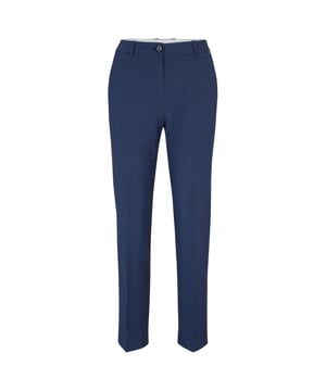 Women's Boss Tasewa Trousers. The dark blue straight trousers of a slightly cropped cut were sewn from fine wool with a checkered micro pattern by the masters of the brand founded by Hugo Ferdinand Boss. The raw materials for the production of the fabric were purchased from farms with a responsible attitude to animals.- Dry clean. Material: 100% Virgin Wool. Ref: 50489624963.