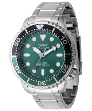 El Invicta 47220 tiene una caja de acero inoxidable de 48 millimetros con una esfera verde.
Esta modelo funciona con un movimiento de Cuarzo preciso.
Resistencia a la presión de aqua de 3 bares.
Este modelo es parte de la colección Invicta Pro Diver.

2 años de garantía Invicta.