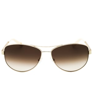 Gafas de sol doradas de Juicy Couture, ancho de la lente = 60 mm, ancho del puente nasal = 14 mm, longitud del brazo = 135 mm, gafas de sol, estuche para gafas de sol, paño de limpieza e instrucciones de cuidado, todo incluido, 100 % de protección contra la luz solar UVA y UVB y cumplen con la norma británica EN 1836:2005, lentes marrones degradados